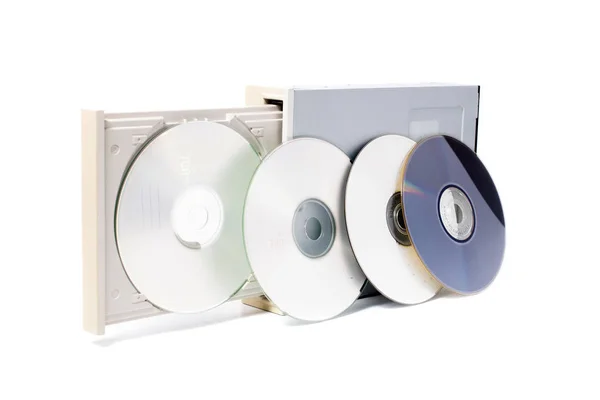 Open DVD-ROM op wit — Stockfoto