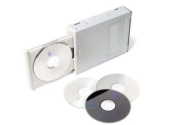 Dvd-rom aberto em branco — Fotografia de Stock