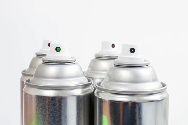 Latas de spray de plata — Foto de Stock