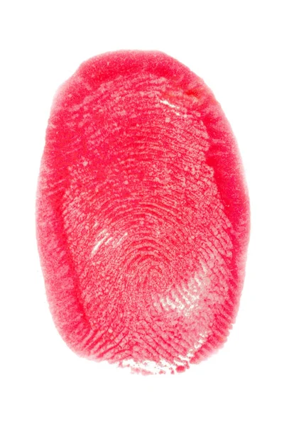 Otisk prstu na červené stříkací barvy — Stock fotografie