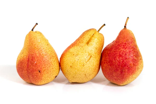 Group Forelle Red Yellow Pears Isolated White Background — Stock Photo, Image