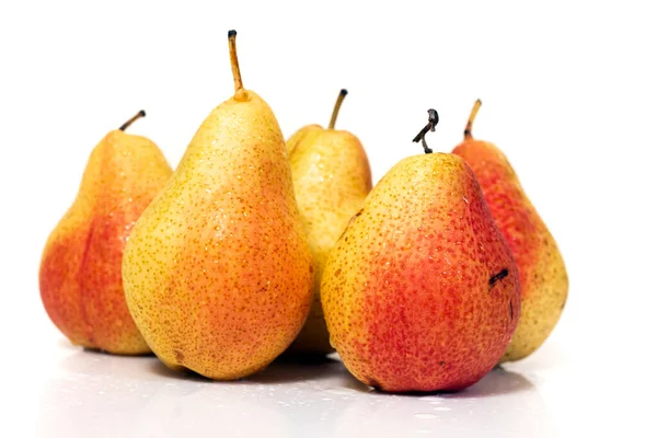 Group Forelle Red Yellow Pears Isolated White Background — Stock Photo, Image