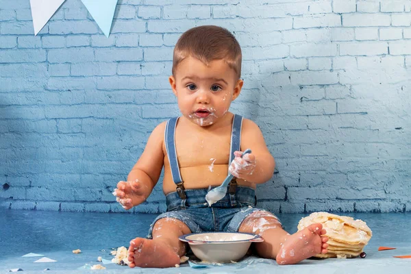 Fiesta Para Niño Año Con Conjunto Compuesto Cintas Papel Pared — Foto de Stock