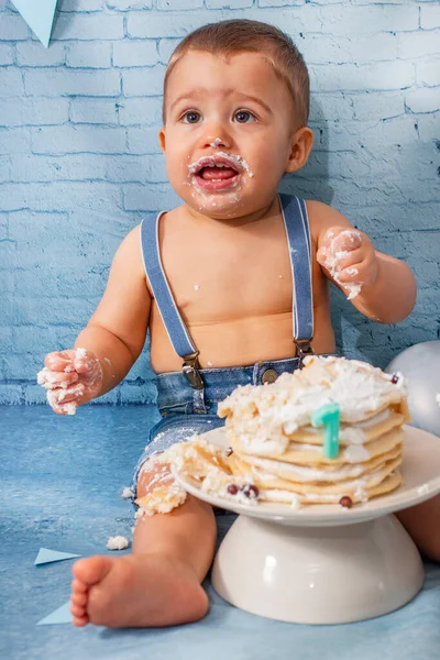 Festa Para Menino Ano Com Conjunto Composto Por Balões Fitas — Fotografia de Stock