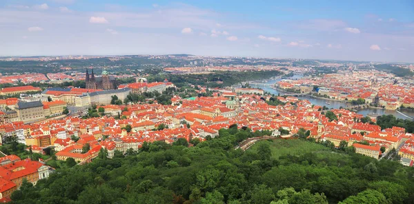 Panorama Luftaufnahme Von Prag Tschechische Republik Mit Prager Burg Vitus — Stockfoto