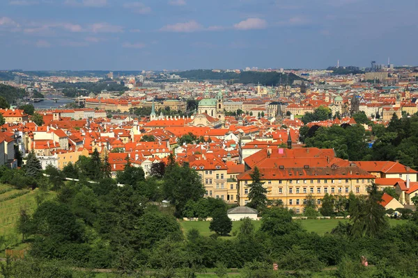 Panorama Luftaufnahme Von Prag Tschechische Republik Mit Mala Strana Kleinstadt — Stockfoto