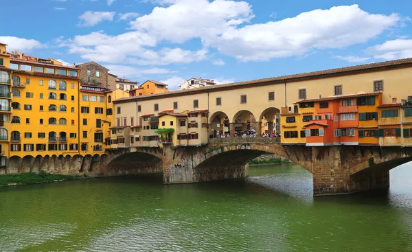 Zár Megjelöl Kilátás Ponte Vecchio Arch Híd Arno Folyó Florence — Stock Fotó