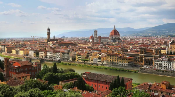 Florence Skyline Este Folyamán Olaszországi Firenzében Palazzo Vecchio Firenzei Dóm — Stock Fotó