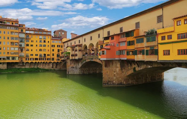 Zár Megjelöl Kilátás Ponte Vecchio Híd Építészeti Részletek Arno Folyó — Stock Fotó