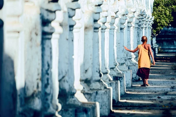 Myanmar tapınağındaki genç keşiş