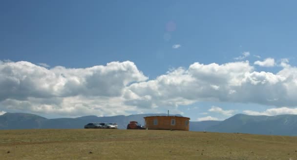Sunny July Day Kurai Steppe Altai Mountains Altitude 1500 Meters — Stock Video