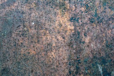 doku eski metal, metal yüzey çizilmelere ve moss, yakın çekim arka plan bir çok kapalı