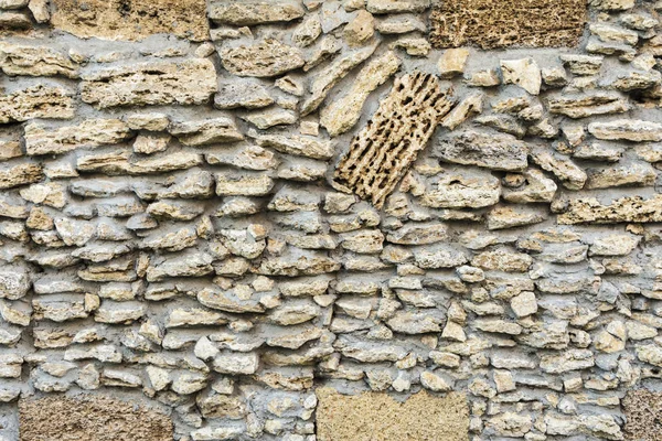 Textura Una Antigua Pared Antigua Primer Plano Piedra Caliza Porosa — Foto de Stock