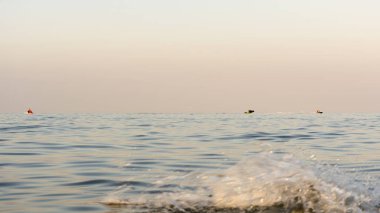 akşam deniz dalgaları, uzakta, jet ski, Doğa arka plan yüzen ufuk satırındaki ile
