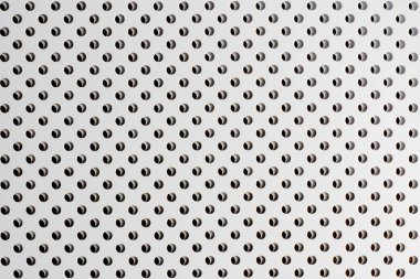 metal, beyaz daireler ve gölgeler, yuvarlak delik bir sürü beyaz yüzey dokusu üzerinde gri arka plan dayalı