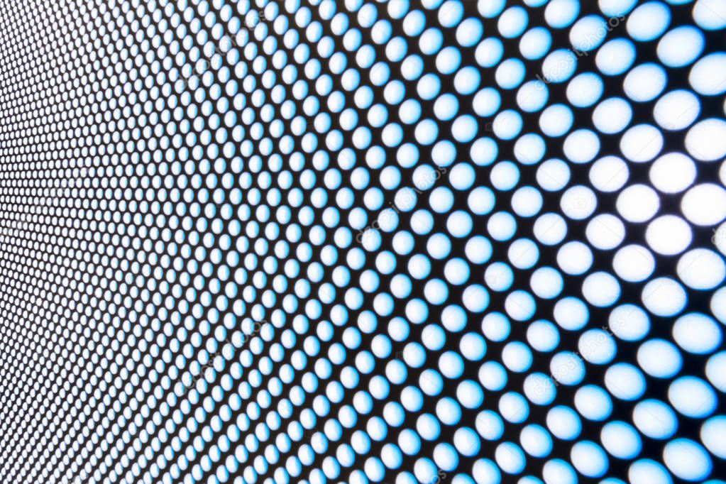 blur blue abstract background on based of metal distortion, circles and shadows, texture of the white surface with a lot of round holes
