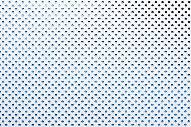 metal, mavi daireler ve gölgeler, yuvarlak delik bir sürü beyaz yüzey dokusu üzerinde gri arka plan dayalı