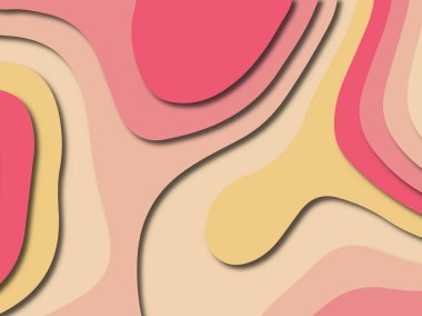 Soyut kağıt kesim arka plan. Çok katmanlı 3d kırmızı pembe sarı renkler doku arka plan. Web sitesi şablonu için soyut kavram