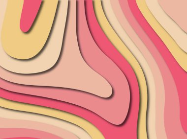 Soyut kağıt kesim arka plan. Çok katmanlı 3d kırmızı pembe sarı renkler doku arka plan. Web sitesi şablonu için soyut kavram