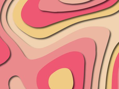 Soyut kağıt kesim arka plan. Çok katmanlı 3d kırmızı pembe sarı renkler doku arka plan. Web sitesi şablonu için soyut kavram
