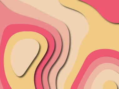 Soyut kağıt kesim arka plan. Çok katmanlı 3d kırmızı pembe sarı renkler doku arka plan. Web sitesi şablonu için soyut kavram
