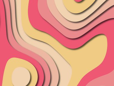 Soyut kağıt kesim arka plan. Çok katmanlı 3d kırmızı pembe sarı renkler doku arka plan. Web sitesi şablonu için soyut kavram