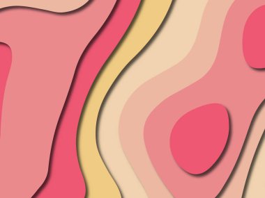 Soyut kağıt kesim arka plan. Çok katmanlı 3d kırmızı pembe sarı renkler doku arka plan. Web sitesi şablonu için soyut kavram