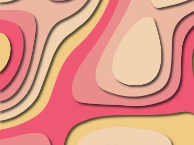 Soyut kağıt kesim arka plan. Çok katmanlı 3d kırmızı pembe sarı renkler doku arka plan. Web sitesi şablonu için soyut kavram