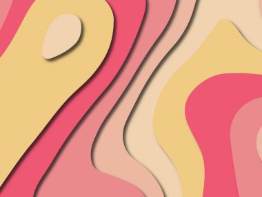 Soyut kağıt kesim arka plan. Çok katmanlı 3d kırmızı pembe sarı renkler doku arka plan. Web sitesi şablonu için soyut kavram