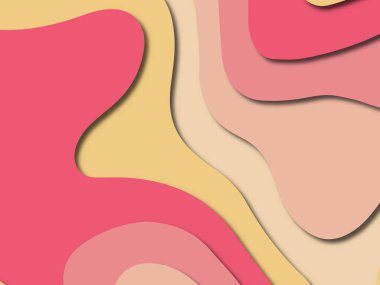 Soyut kağıt kesim arka plan. Çok katmanlı 3d kırmızı pembe sarı renkler doku arka plan. Web sitesi şablonu için soyut kavram