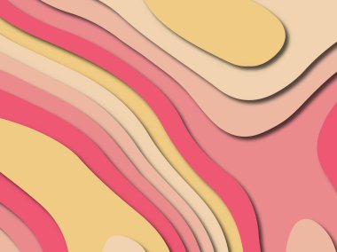 Soyut kağıt kesim arka plan. Çok katmanlı 3d kırmızı pembe sarı renkler doku arka plan. Web sitesi şablonu için soyut kavram