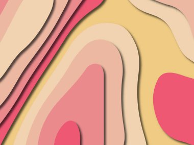 Soyut kağıt kesim arka plan. Çok katmanlı 3d kırmızı pembe sarı renkler doku arka plan. Web sitesi şablonu için soyut kavram