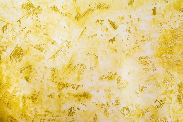 Superficie de pared antigua, textura amarilla de yeso decorativo, fondo de abstracción de arquitectura — Foto de Stock