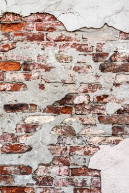 parçalanan sıva ve paramparça, soyut arka plan ile doku eski tuğla duvar