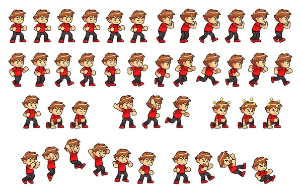 Chico Valiente Juego Sprites Adecuado Para Desplazamiento Lateral Acción Aventura — Vector de stock