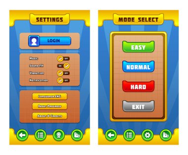 Pack of graphical user interface templates to make a game. clipart