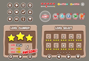 Paket bir oyun yapmak için grafik kullanıcı arayüzü şablonları.