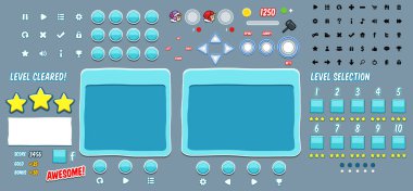 Pack of graphical user interface templates to make a game. clipart