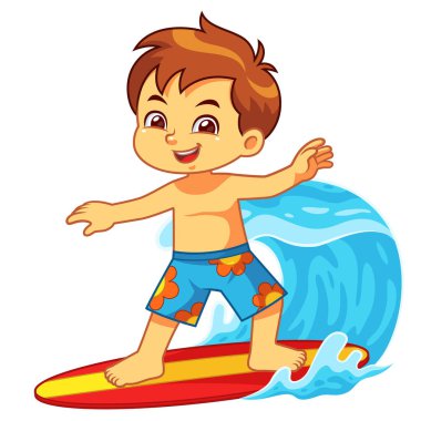 Çocuk sörf onun Surfboard ile.