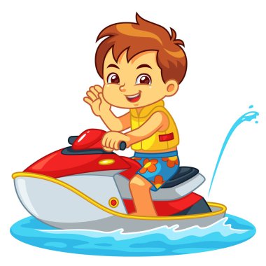 Plajda jetski sürme çocuk.
