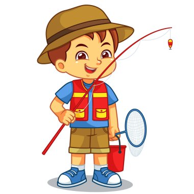 Çocuk hazır Gölde balıkçılık için.