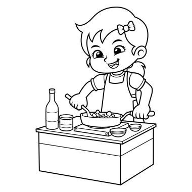 Yemek lezzetli yiyecek Bw yapmak için kız.