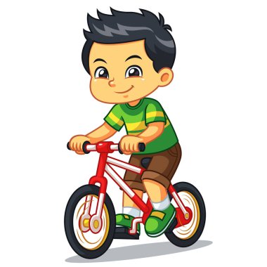 Çocuk sürme yeni kırmızı bisiklet.