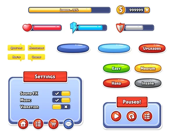 Pack Modèles Interface Utilisateur Graphique Pour Faire Jeu — Image vectorielle