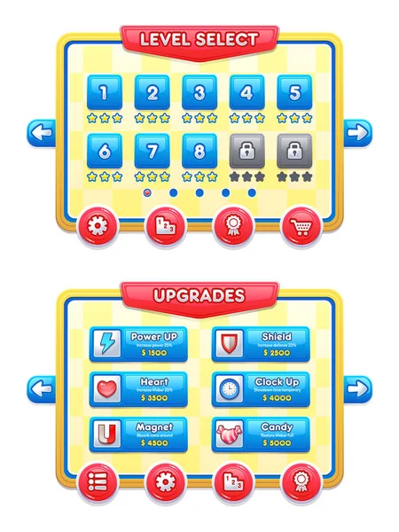 Pacchetto Modelli Interfaccia Utente Grafica Creare Gioco — Vettoriale Stock