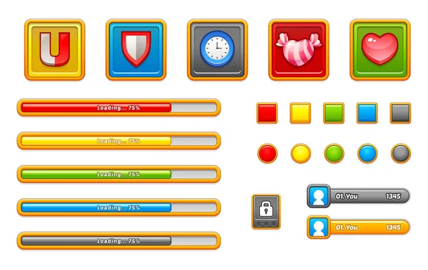 Pacote Modelos Gráficos Interface Usuário Para Fazer Jogo — Vetor de Stock