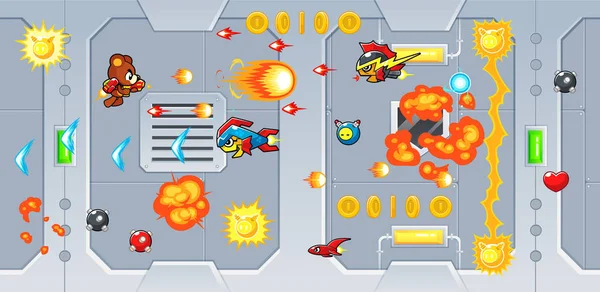 Rocketeers Spelet Tillgångar För Action Äventyr Sidescroller Skjutspel — Stock vektor