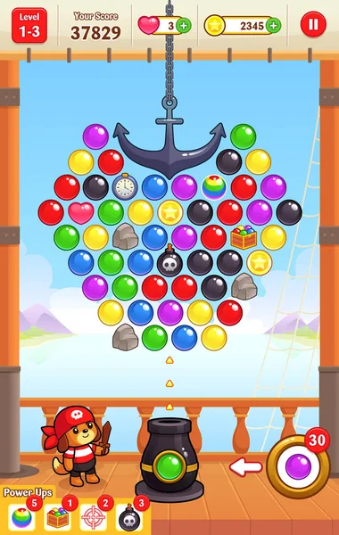 Cannon Ball Shooter Spel Tillgångar För Bubble Shooter Pusselspel — Stock vektor