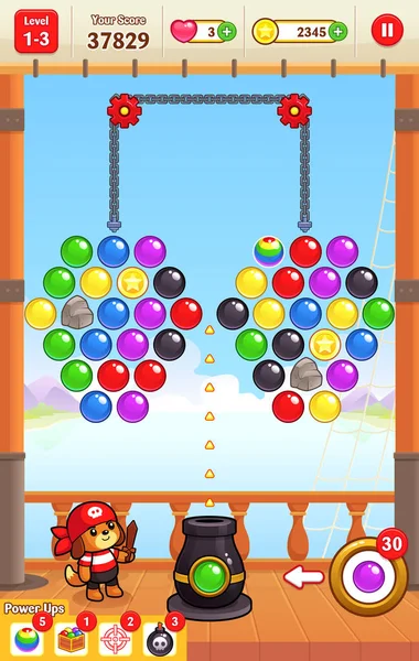 Cannon Ball Shooter Activos Juego Para Burbuja Juego Puzzle Shooter — Archivo Imágenes Vectoriales