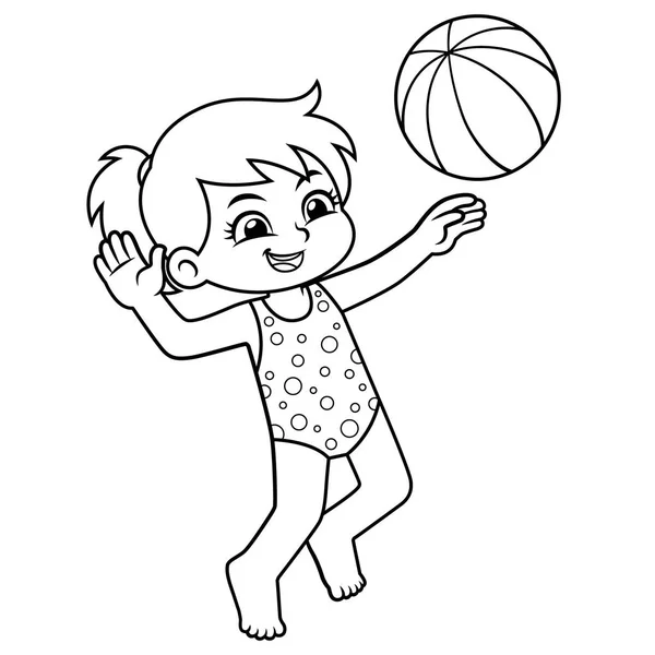Κορίτσι Παίζει Beach Volley Ball — Διανυσματικό Αρχείο